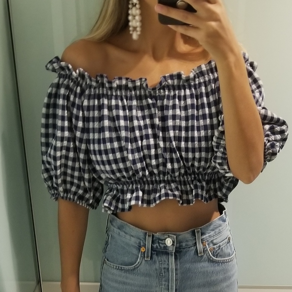 Mango Crop Top Puffy Sleeves